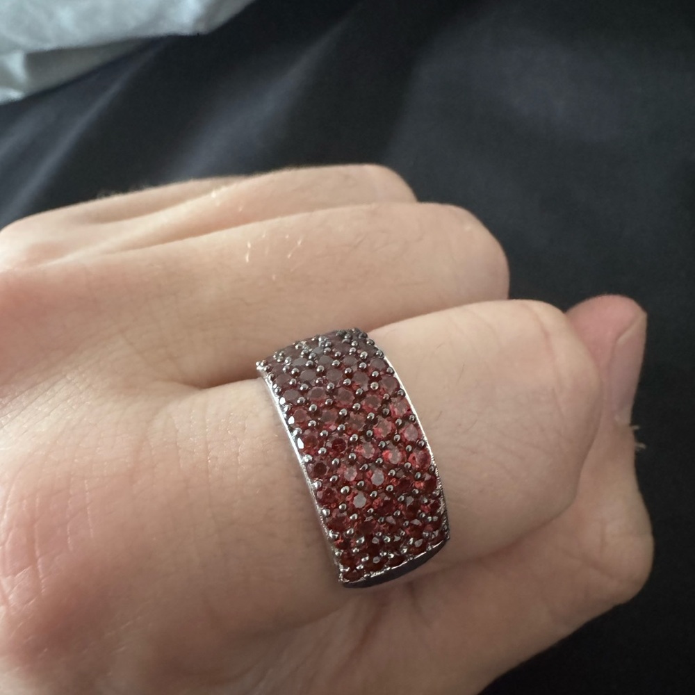 Garnet ring 925 silver size 10